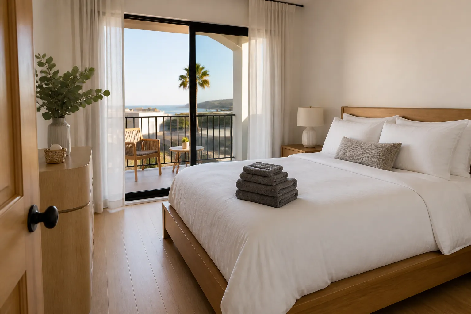 San Diego short-term rental bedroom after Airbnb apartment turnover