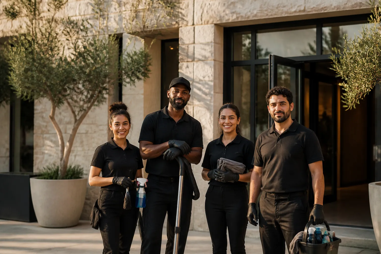 Apartment Cleaning Services San Diego team outside a Little Italy apartment building